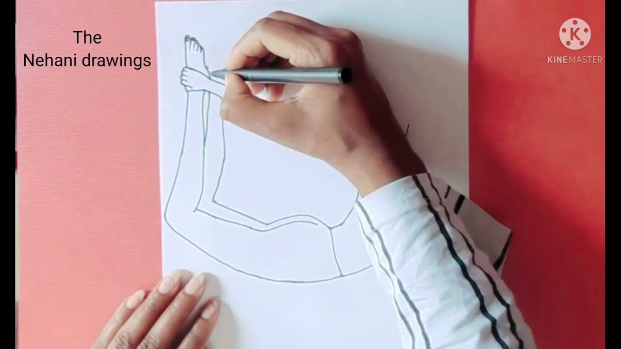 How to draw  a boy doing yoga step by step for beginners/ Dhanurasan yoga.