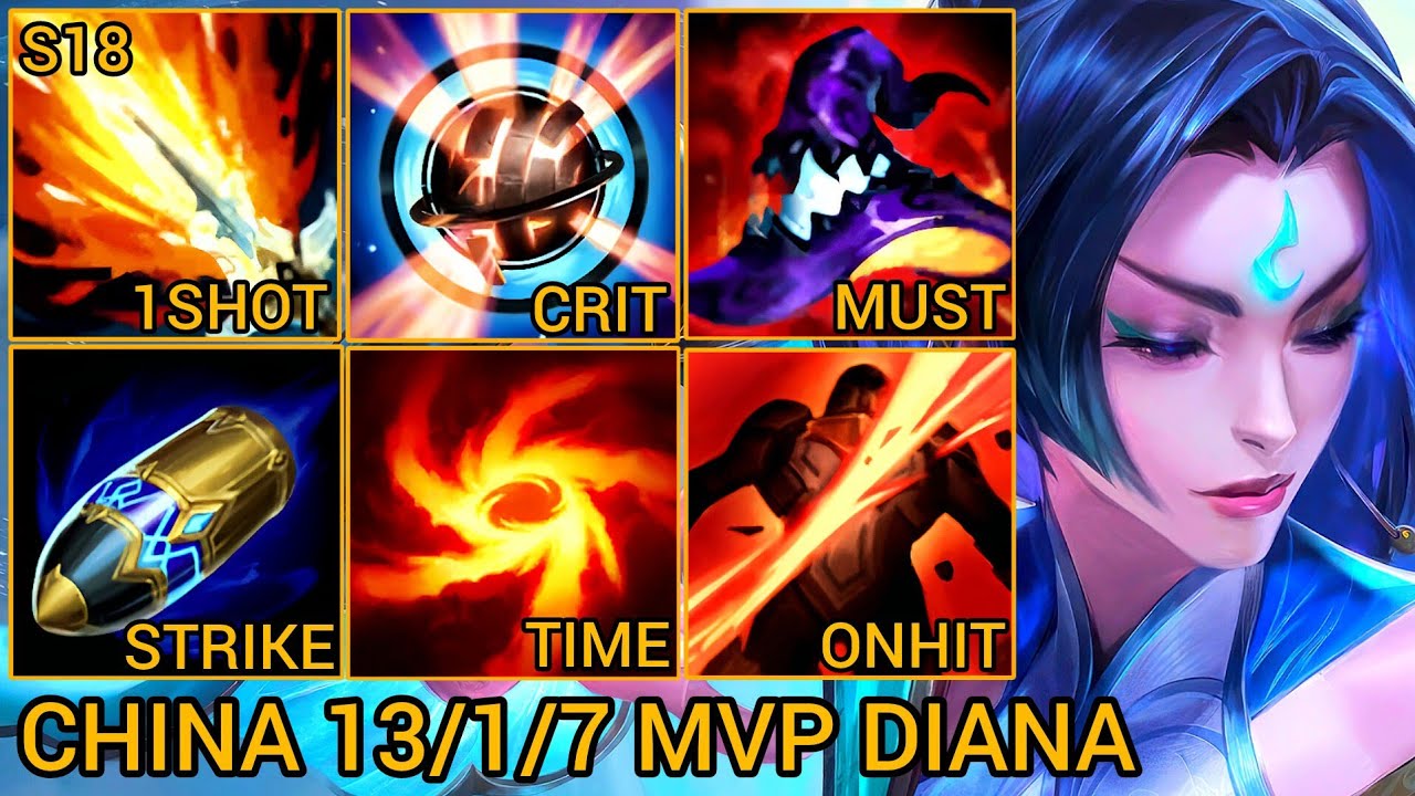 Diana MVP Jungle 13.01.07 — Китайский сервер Wild Rift, сезон 18, новая сборка, лучший уровень от...