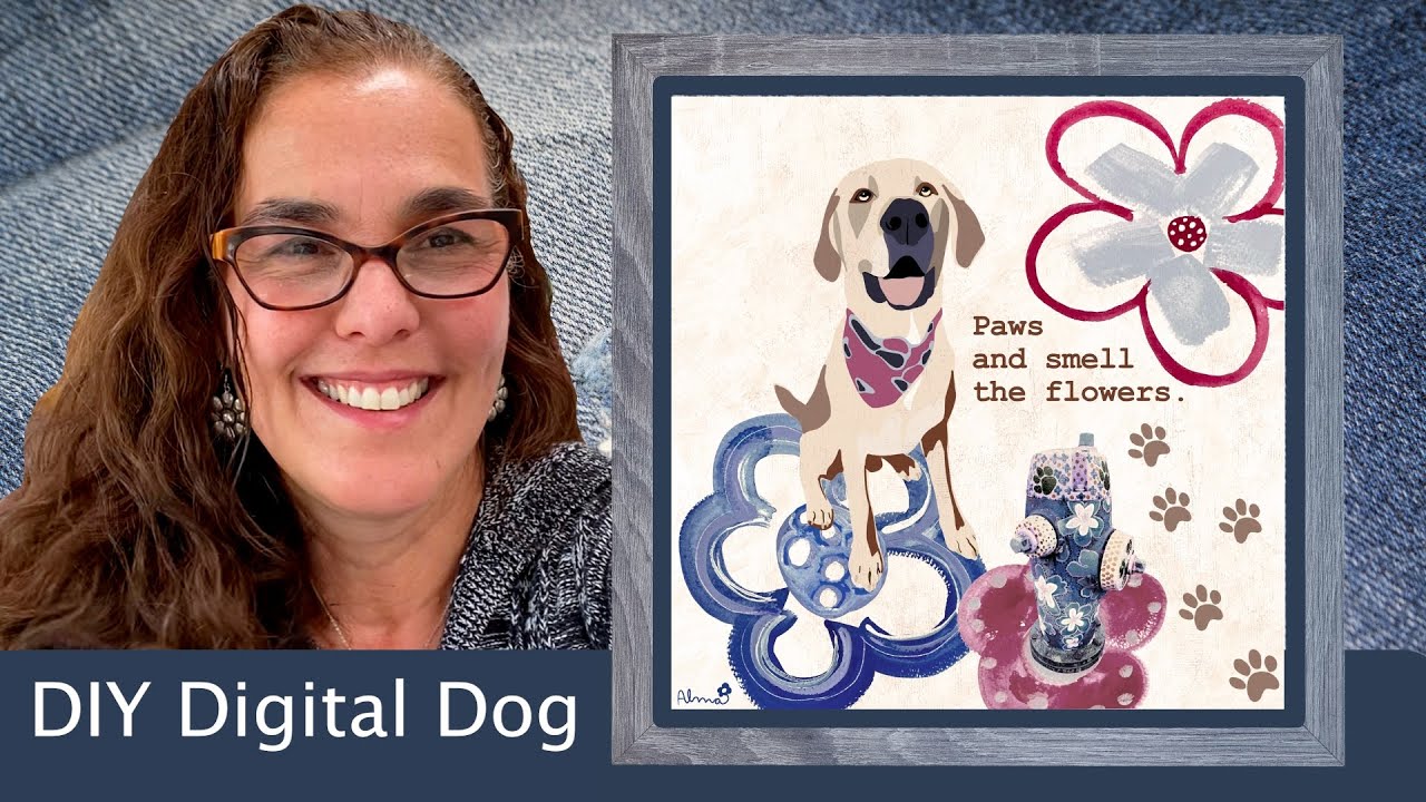 DIY- Digital Dog Drawing In Procreate On the iPad With Acrylic Gouache Paints & Photo | Illustration
