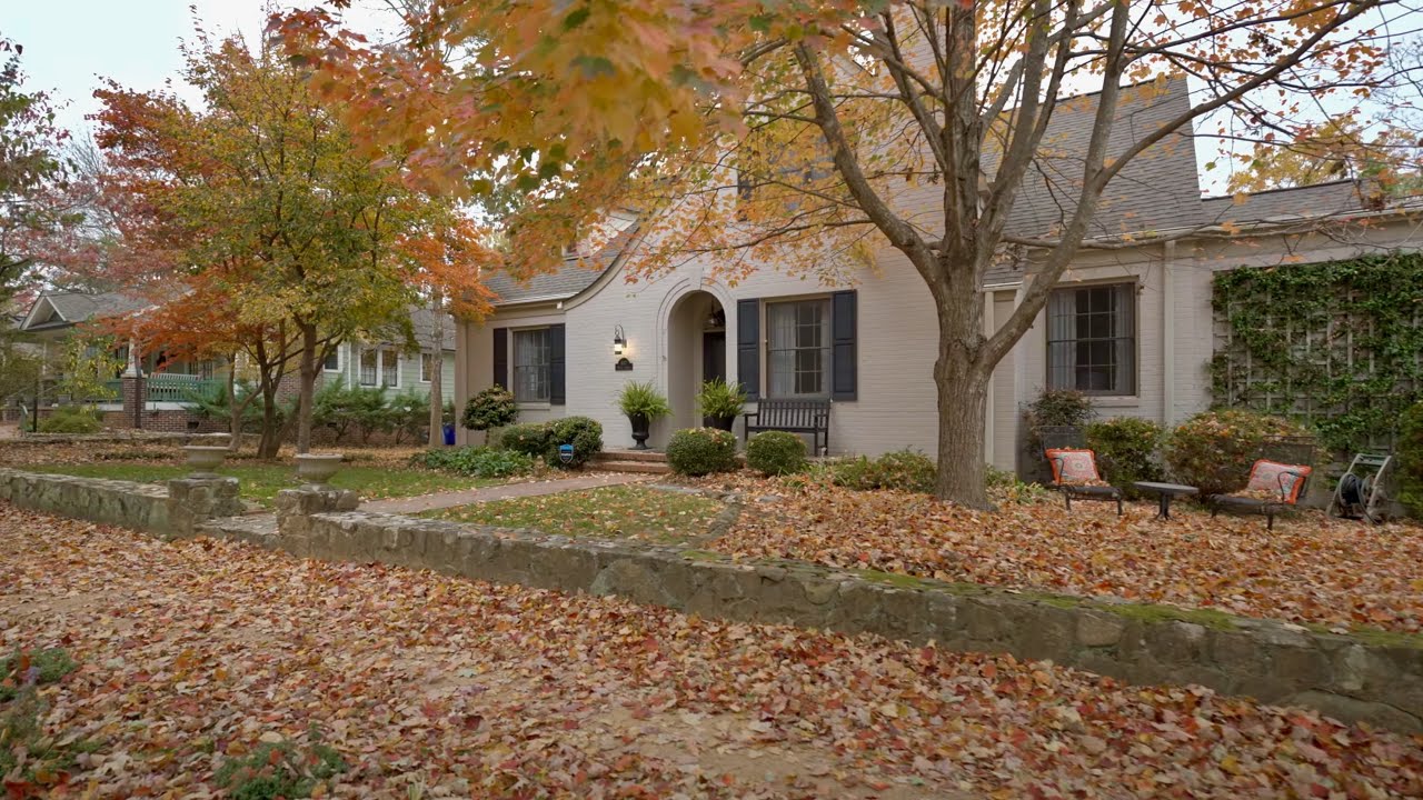 Autumn Neighborhood Walk Amongst Wind and Rustling Leaves | Nature Sounds for Sleep and Study