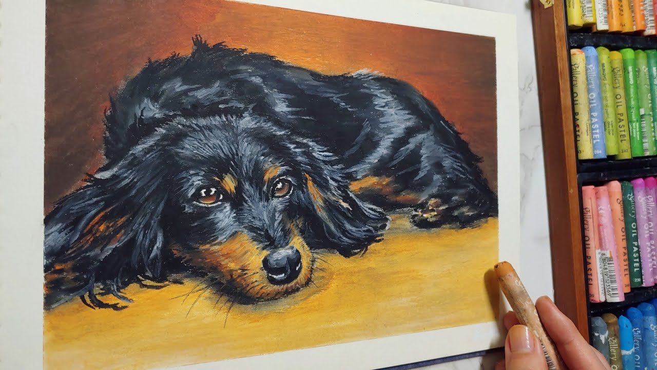 Oil Pastel Drawing #36 / A Cutie Puppy Painting / Healing Art