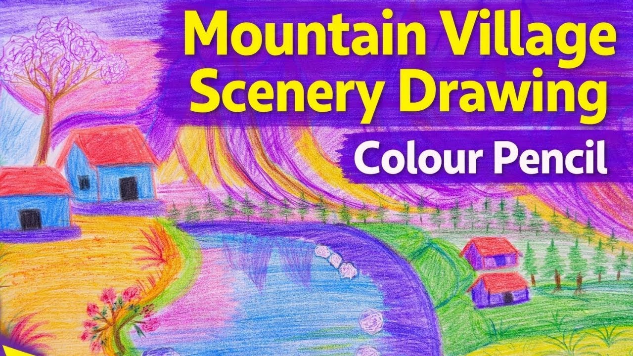 Beautiful Mountain Village Scenary Drawing With Colour Pencil|Relaxing Art|Art By Tanis|