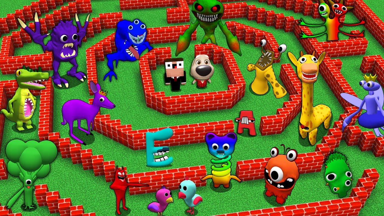 SUPERVIVENCIA EN LABERINTO CON GARTEN OF BANBAN 3 & ALPHABET LORE en Minecraft Jugabilidad Animación