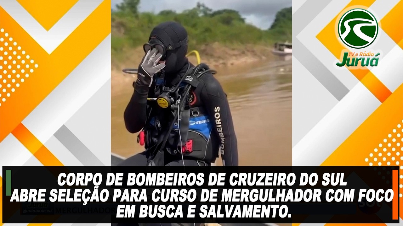 Corpo de Bombeiros abre seleção para curso de mergulhador com foco em busca e salvamento.