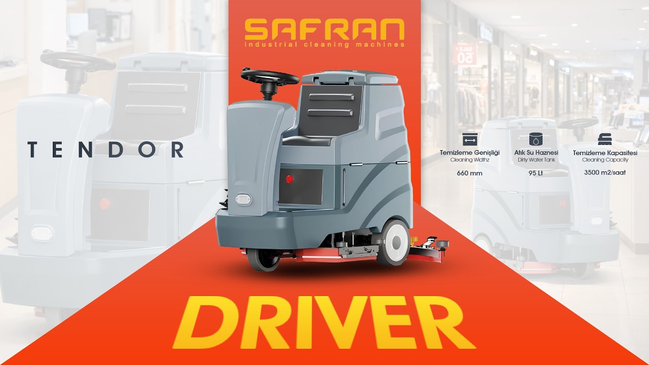 Safran Tendor Driver 85-95 | Binicili Zemin Temizleme Makinesi (3500 m²/saat)