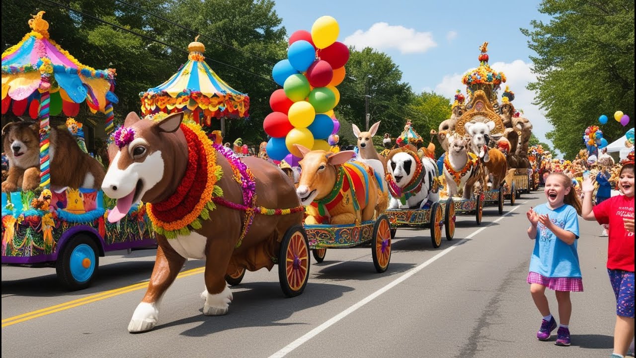 INSANE Animal Parade Takes Over Tow #animals #junglewildlife #animalparade