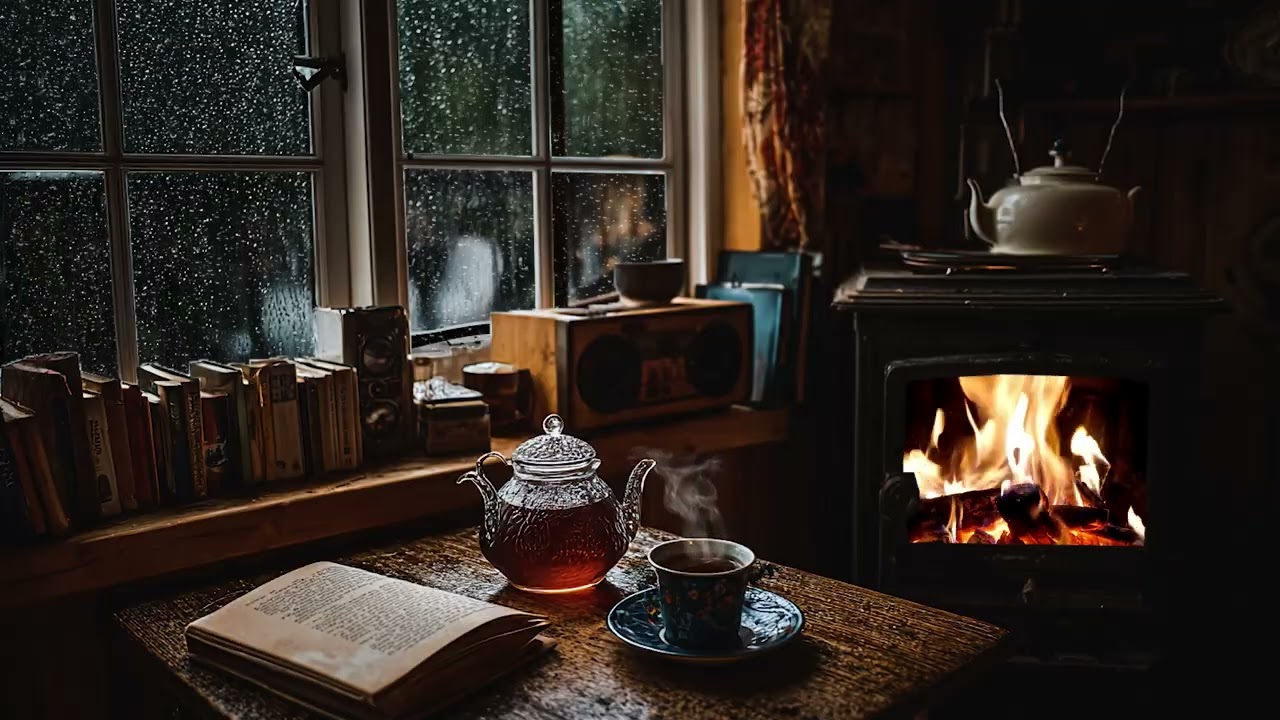 Thunderstorm & Rain on the Window 🪟⛈️ Quiet Book Room & Gentle Tea Light | Sleep Aid