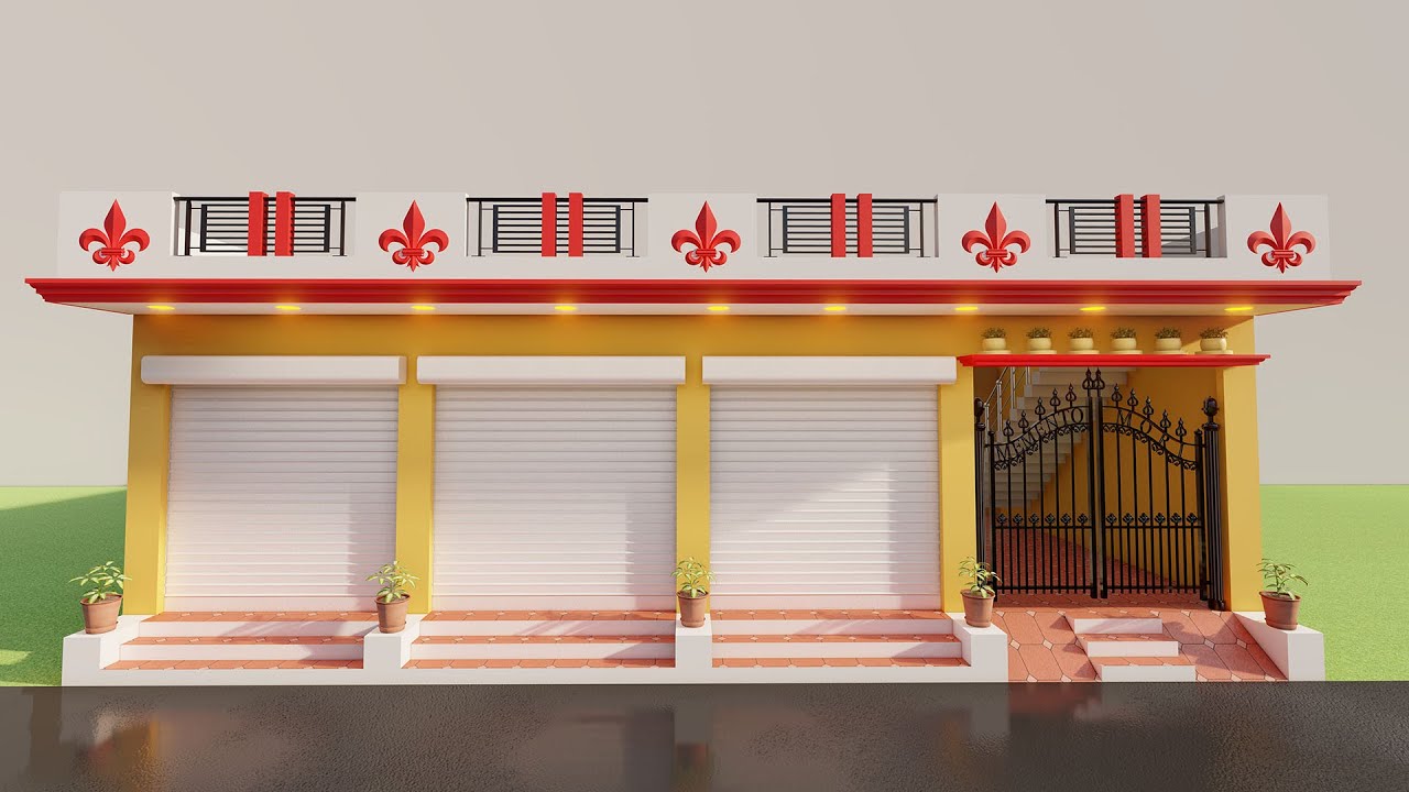40 by 40 3D dukan or makan ka naksha,3D shop plan ,3D ghar ka naksha,40*40shop with house design