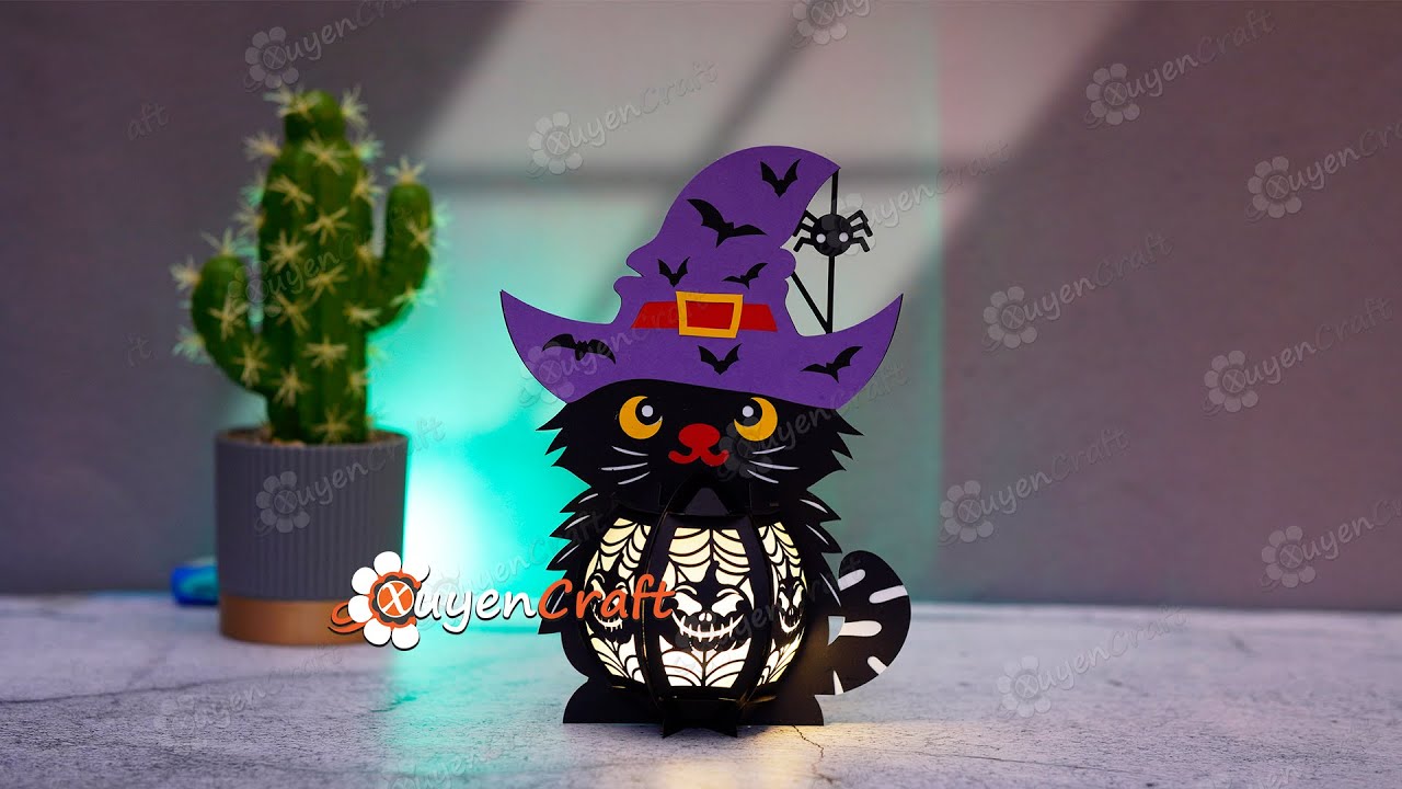 How to make Black Cat Lanterns - Download FREE Svg for Cricut, ScanNcut, Cameo