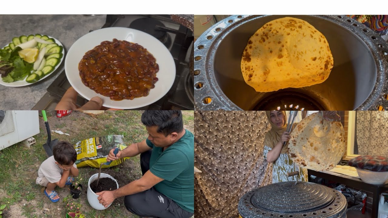 Fourth Day of Ramadan🌙/ Gardening 🧑‍🌾/ simple cooking/Busy Day/ نانی گرم برای افطاری 