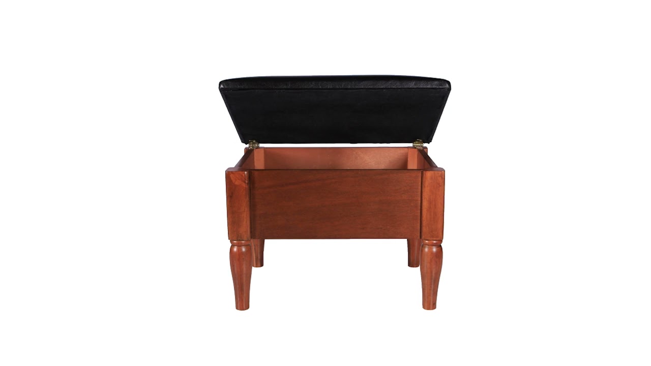 Faux Leather Wooden Foot Rest with Storage by OakRidge&trade; | Walter Drake