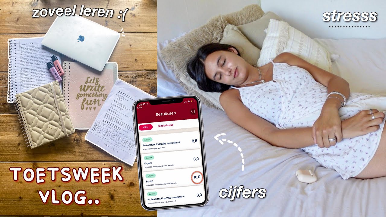 ZO OVERLEEF IK EEN TOETSWEEK.. voorbereiden, vlog & cijfers!