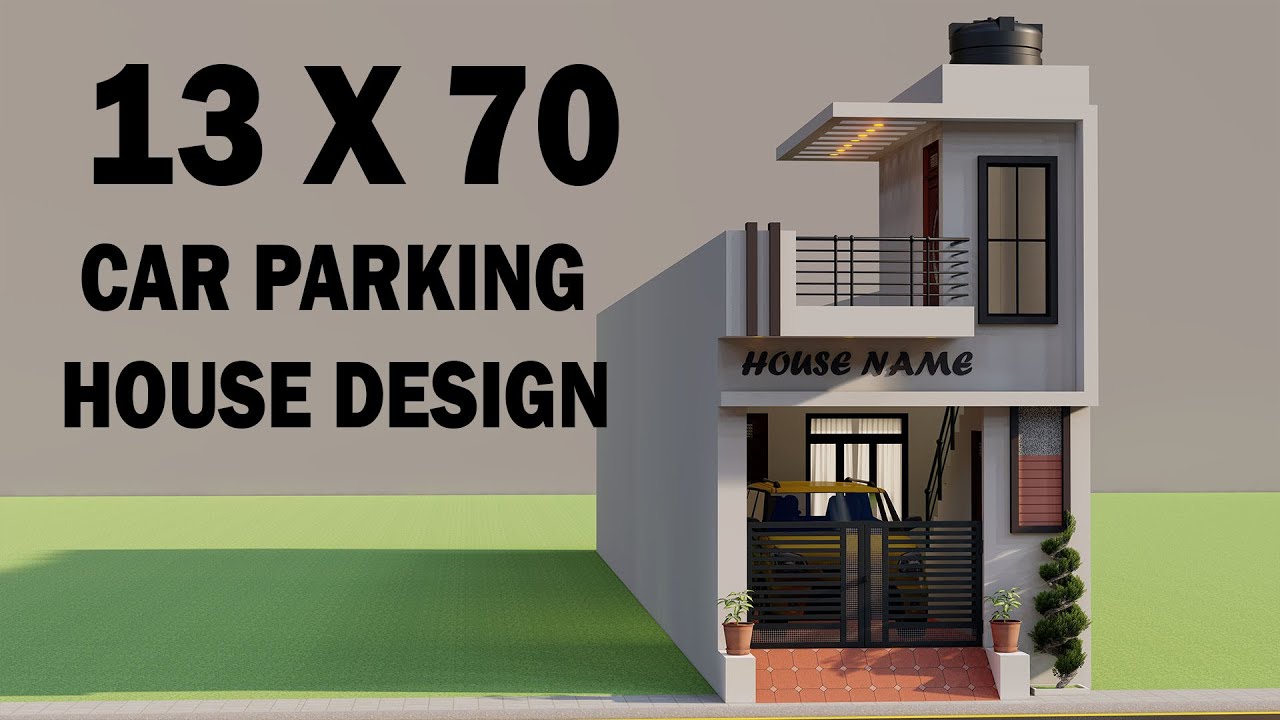 13X70 4 Bedroom Car Parking House Design,चार कमरे के साथ एक मंजिल का मकान