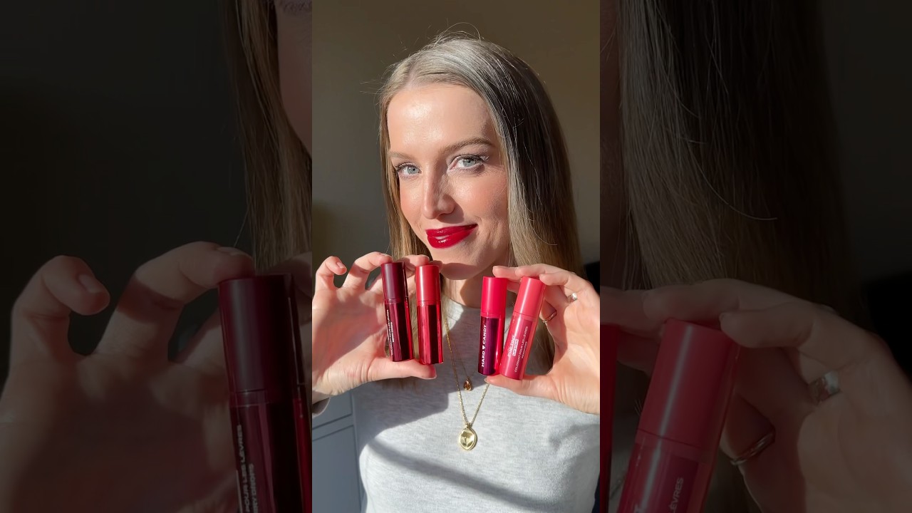 I tried all 4 shades of the new Hard Candy Pop Tint Lip Stains 🍑🍓🍒🍇