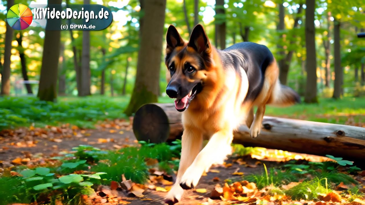 KiVideoDesign.de -  Hundetraining &uuml;ber Hindernisstrecke im Wald.