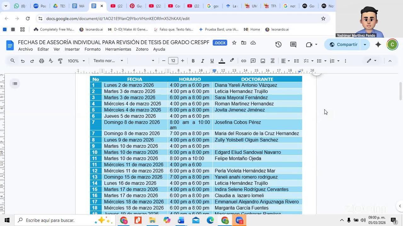 ASESORÍA INDIVIDUAL DE TESIS DE DOCTORADO