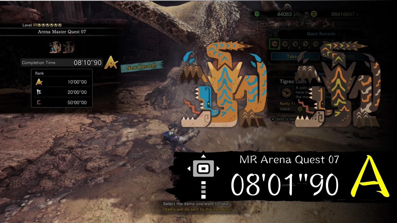 [MHW:I] MR Arena Quest 07 Solo A Rank ( HM- 08'10