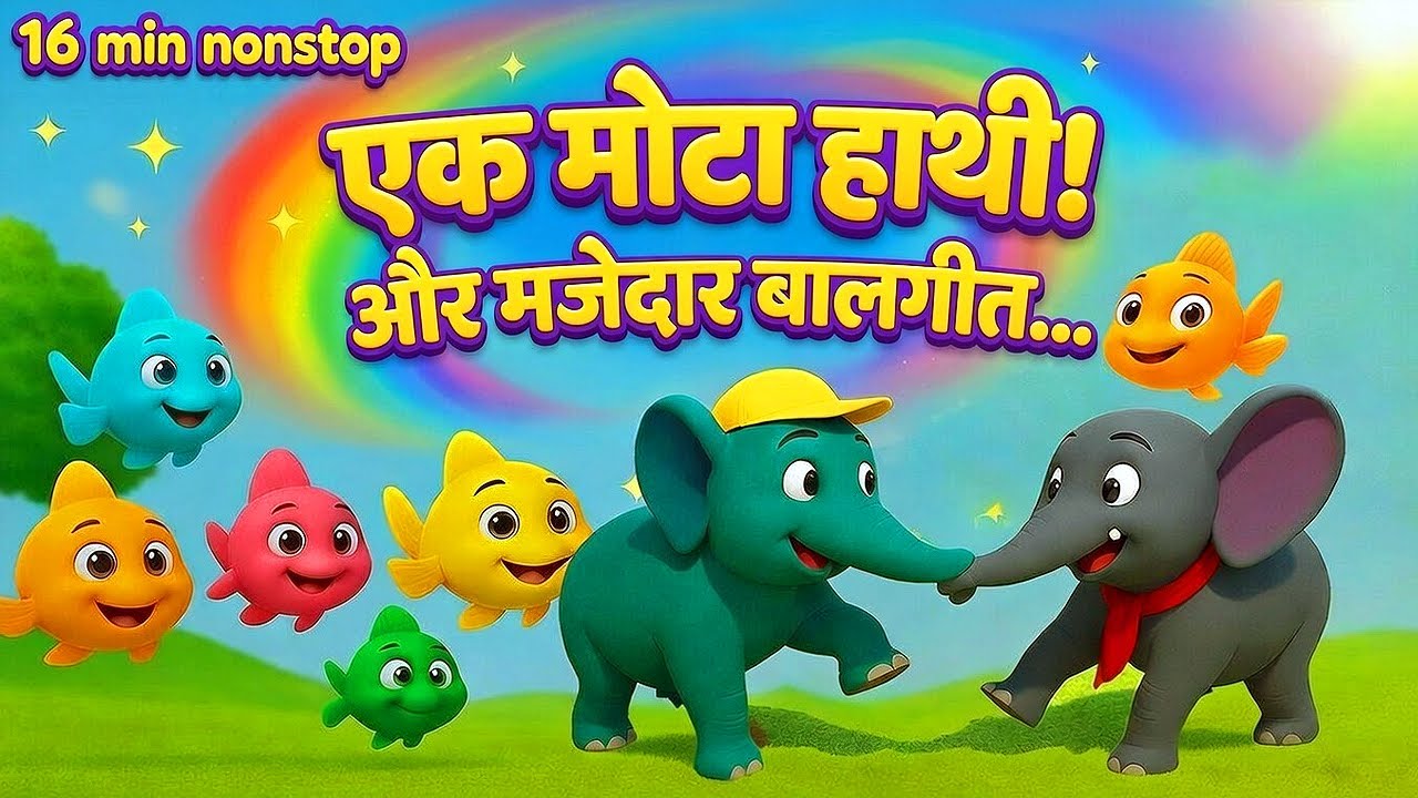 Ek Mota Hathi & More | 16 Minutes Nonstop Songs | एक मोटा हाथी और कई मज़ेदार राइम्स | #toonbloom
