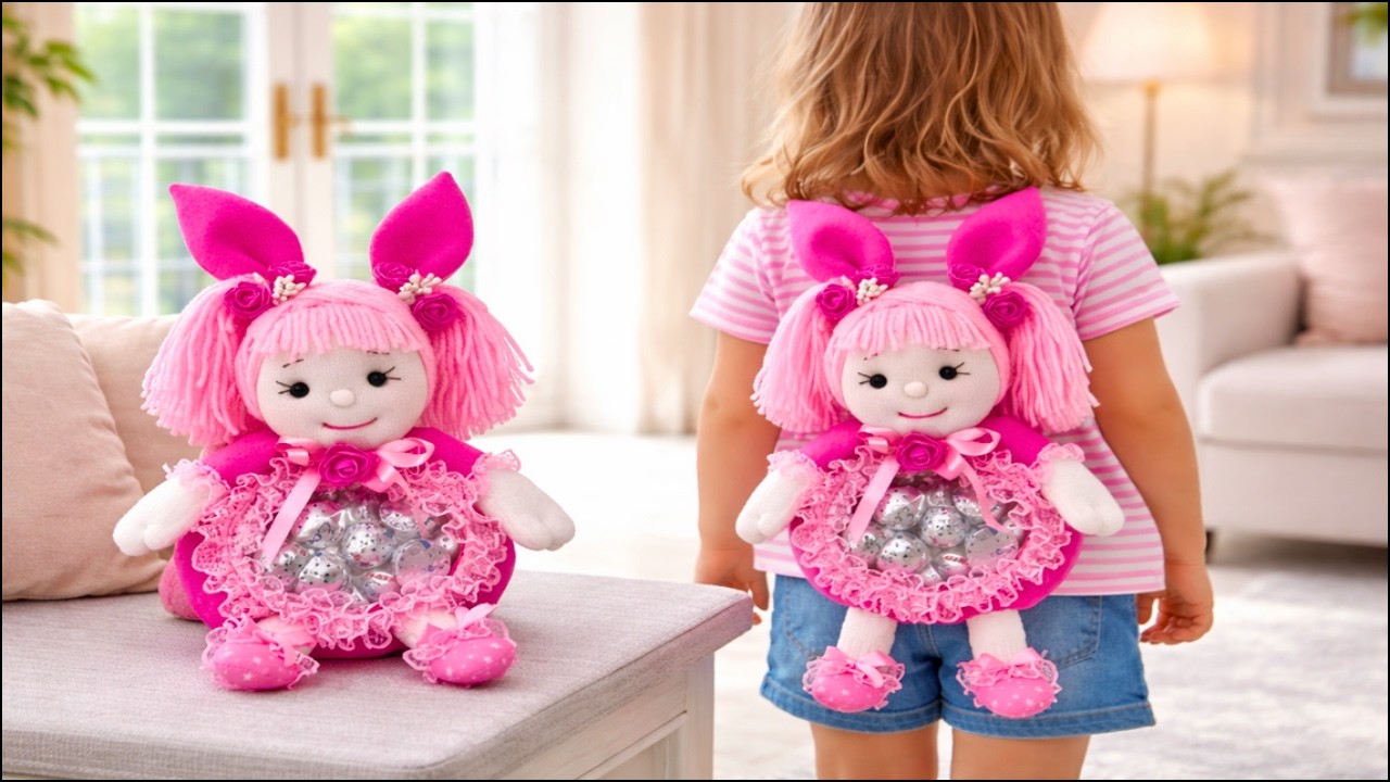 Это так красиво и легко ОТЛИЧНАЯ ИДЕЯ🧦Для девочек Кукла-носок Банни 🛍️Игрушка-сумка