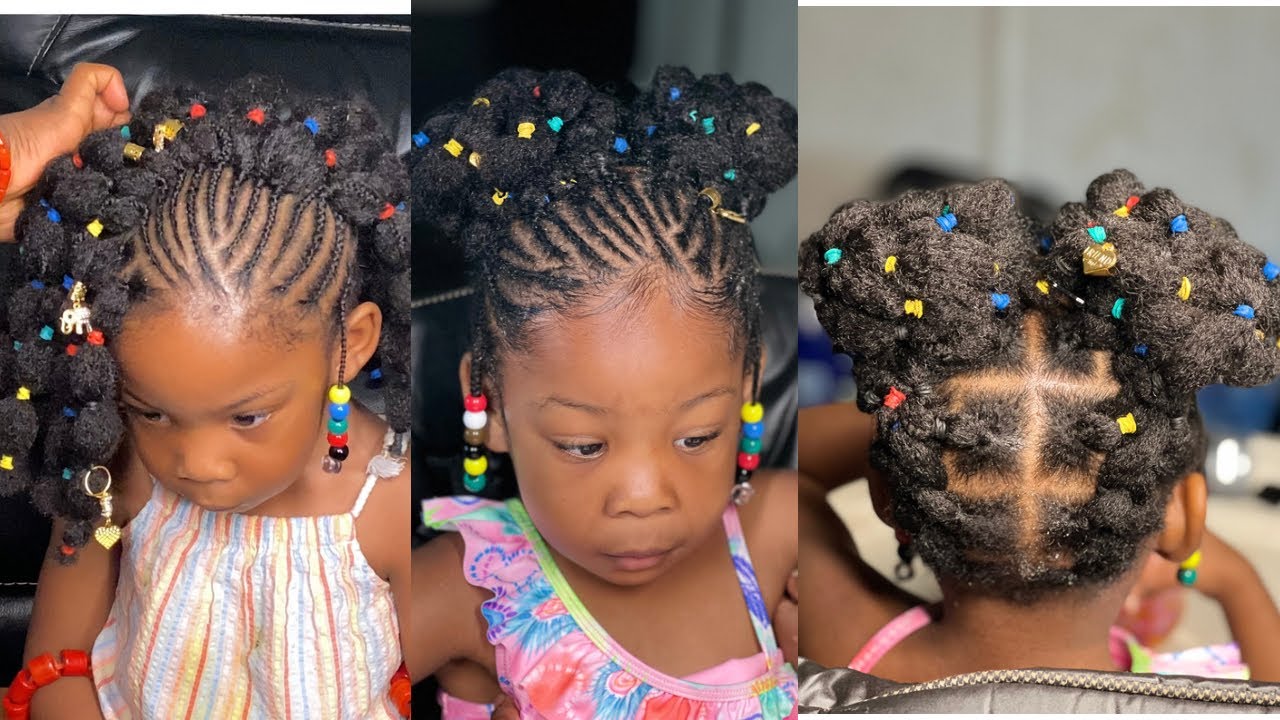 Can't Braid/ Cornrow, Try This Cute, Simple & Easy Fluffy Kinky Mini Bubble Braid On Your child
