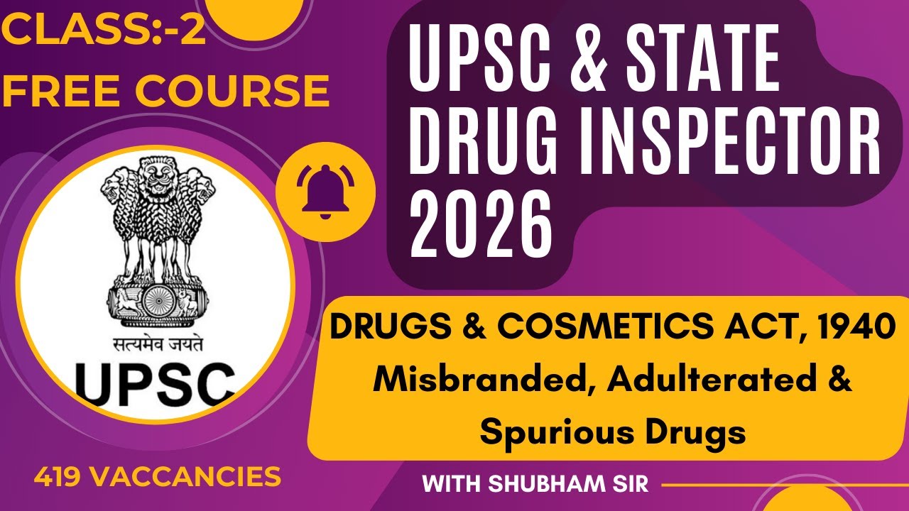 UPSC & UP Drug Inspector Class 2 | D&C Act 1940 | Misbranded, Adulterated Drugs | Forensic Pharmacy