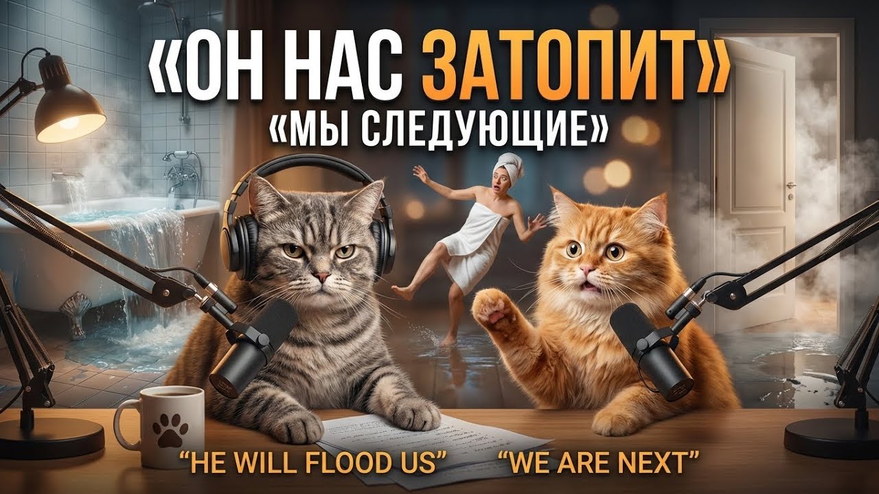 👉 Он моется — мы в панике | Human Takes a Bath — Cats Panic