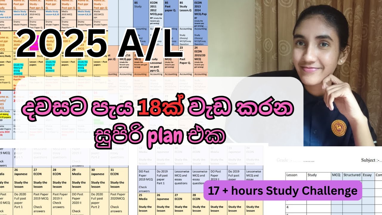 2025 AL අය අනිවාර්යයෙන්ම බලන්න- 18 hours Study Plan 🔥💯💪