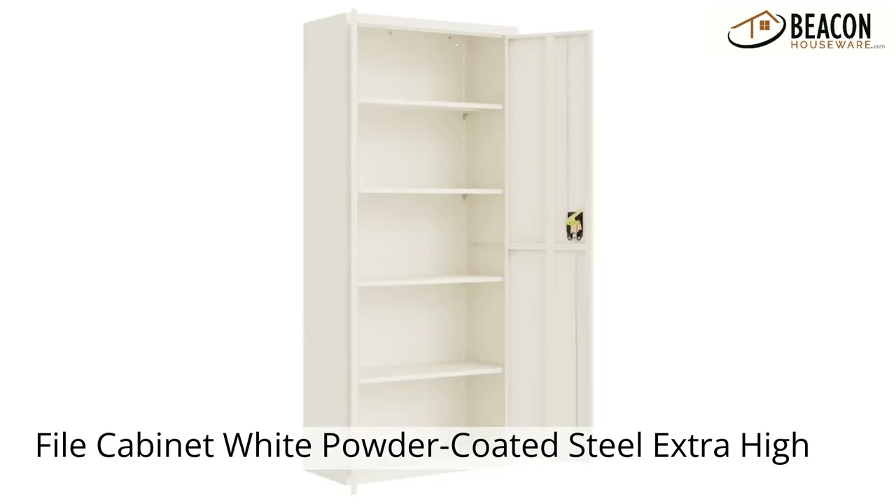 File Cabinet White Powder-Coated Steel Extra High