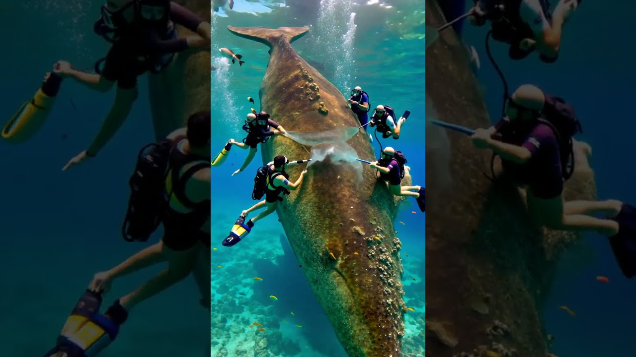 cleaning blue whale