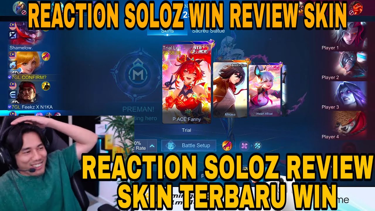 REACTION SOLOZ TERKEJUT BILA REVIEW SKIN FANNY TERBARU NI BOLEH WIN