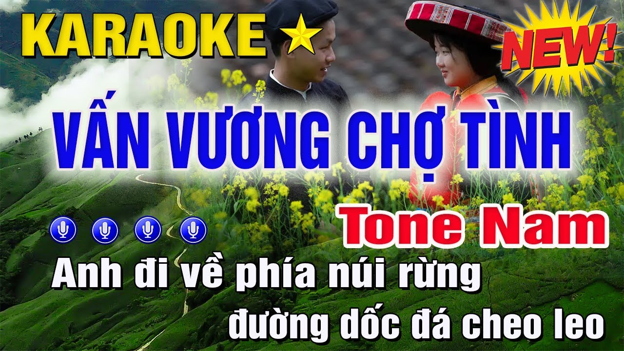 Vấn Vương Chợ Tình Karaoke Tone Nam (D#m) Nhạc Sống | Trung Hiếu