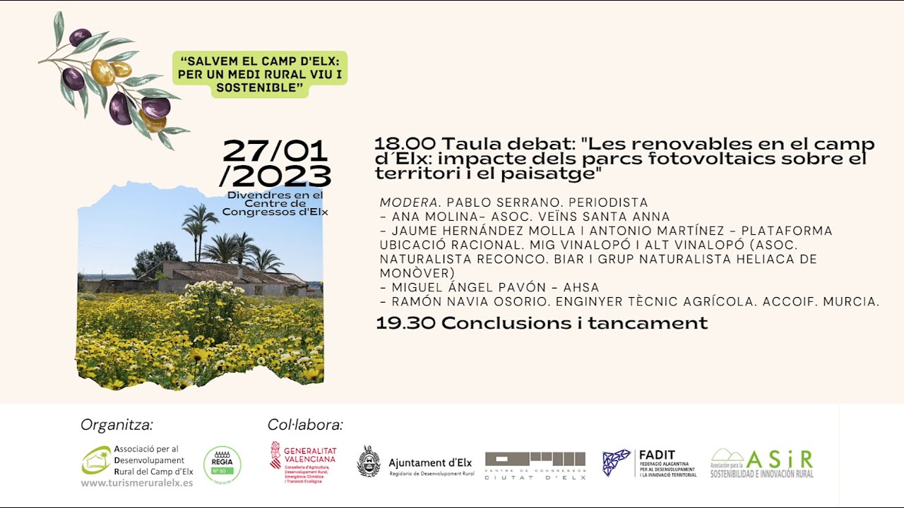 5  Debat Les renovables en el Camp d'Elx: impacte dels parcs fotovoltaics sobre el territori