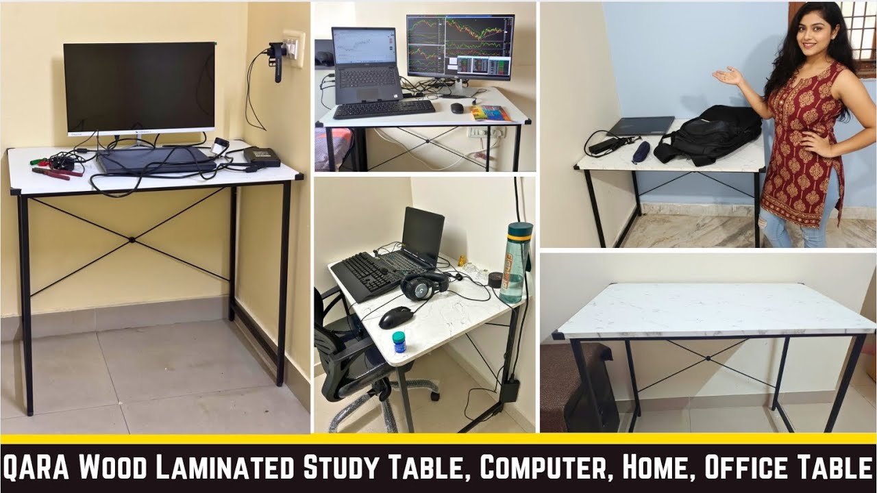 QARA Wood Laminated Study Table | Laptop & Computer Desk for Home & Office (White) detail Review