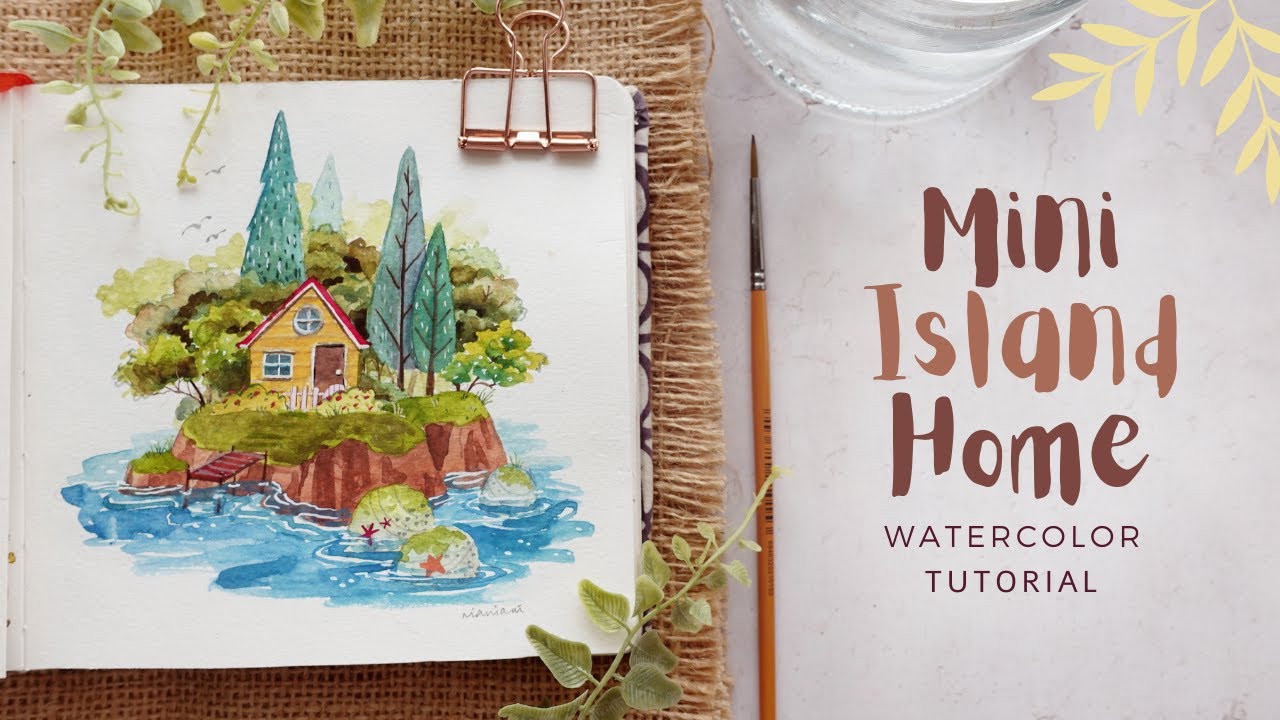 Mini Island Home Watercolor Tutorial