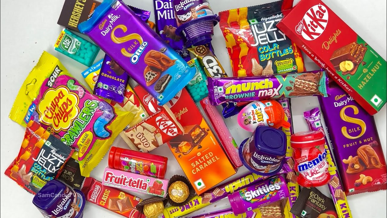 Satisfying ASMR unboxing of Lots of candy and chocolates 