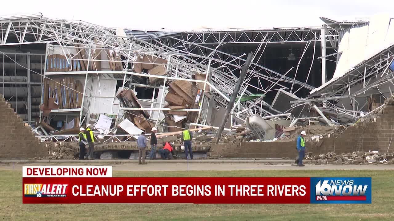 Community begins cleanup after devastating tornado in Three Rivers