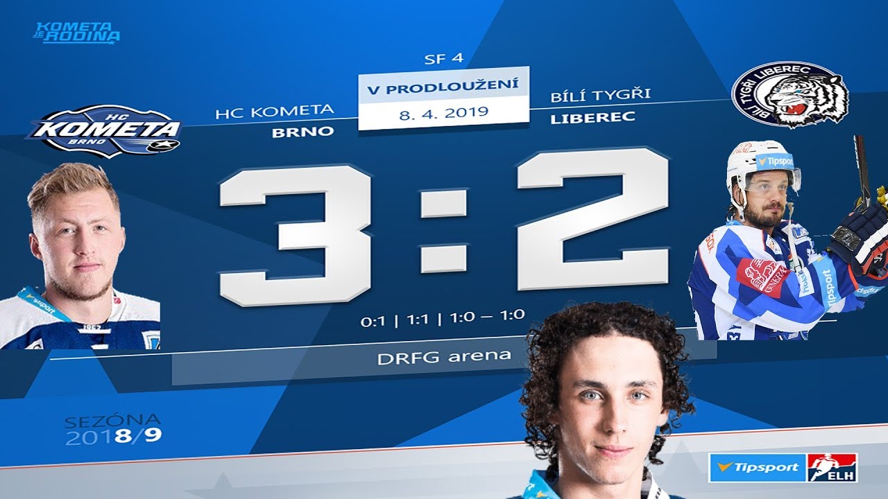Semifinále play-off hokejové extraligy - 4. zápas: HC Kometa Brno - HC Bílí Tygři Liberec