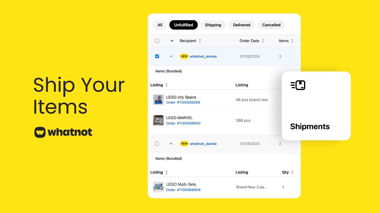 Ship Your Items on Whatnot