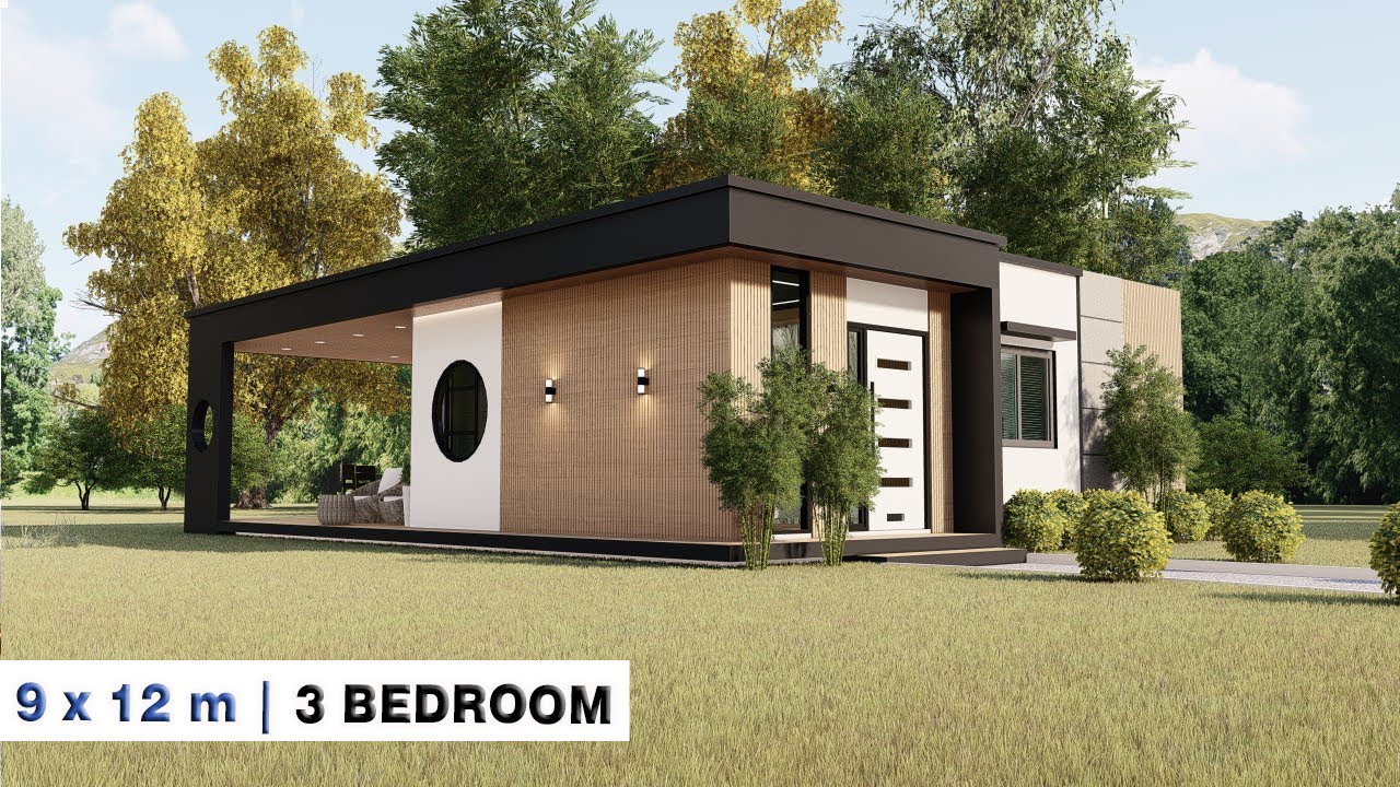 SMALL AND MODERN MINIMALIST HOUSE || 3 BEDROOM || 9 X 12 METERS HOUSE PLAN