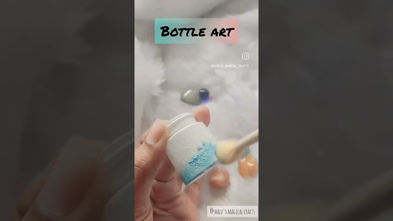 mini bottle painting.. 💙🤍#art #diycrafts #diy #shorts #tutorial #bottleart #painting #artandcraft