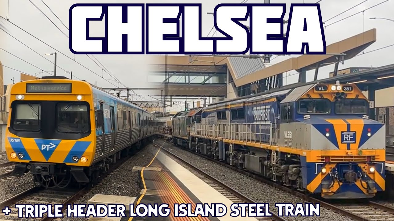 Evening Peak Hour at Chelsea + 3 Engines Including PN G526 Lead the QUBE Long Island Steel Train!