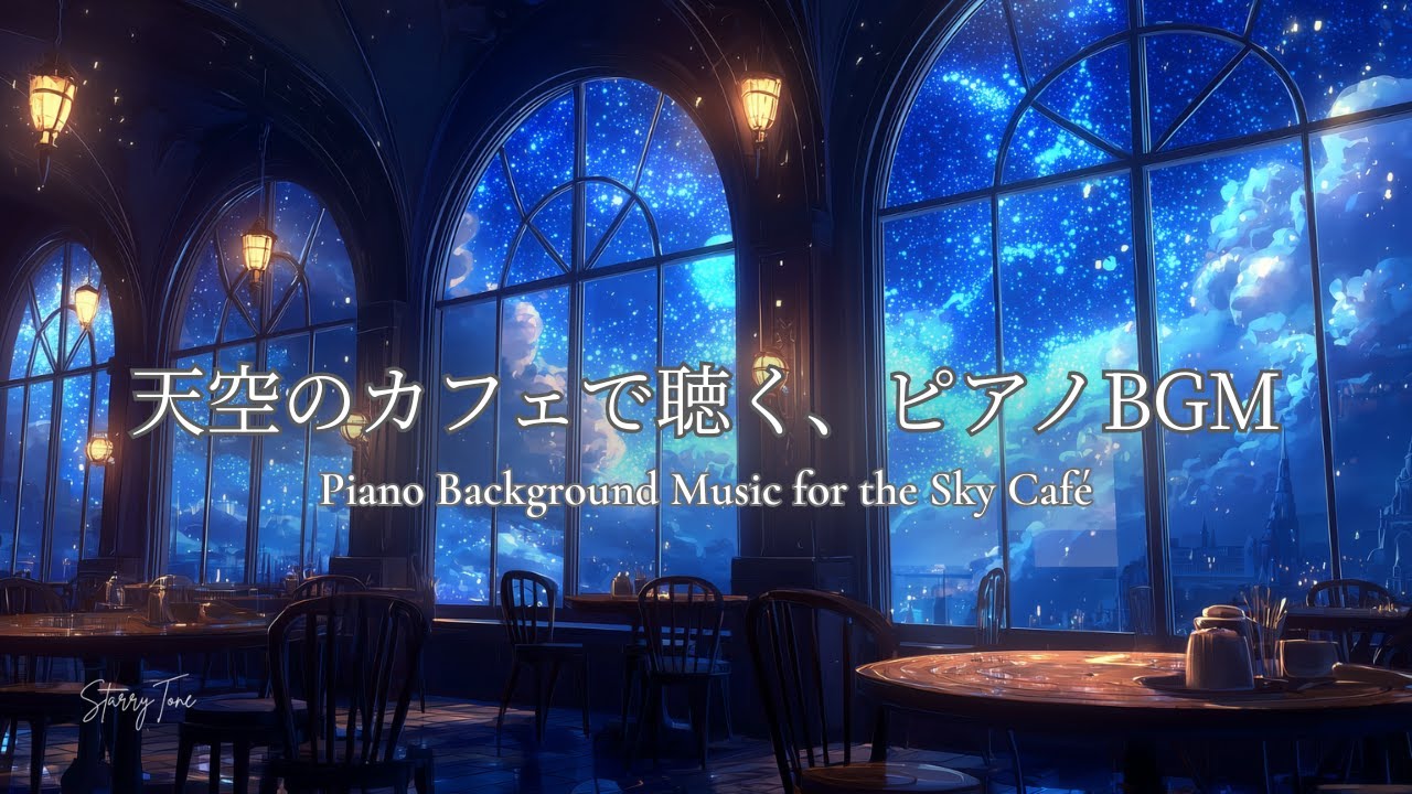 【夜のピアノBGM】天空のカフェで聴く癒しの音楽｜作業・勉強・読書・睡眠に優しいヒーリングBGM