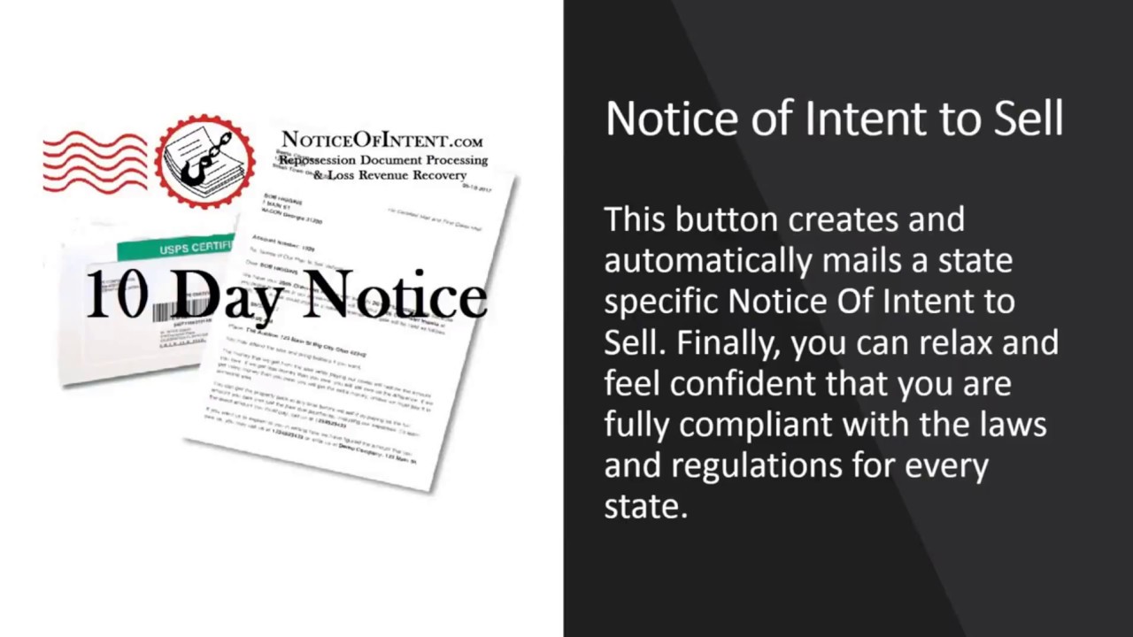 Certified Mail Notice of Intent