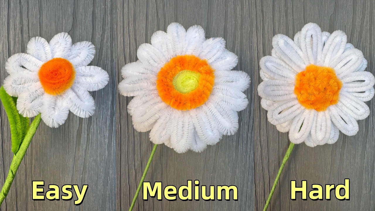 How to Make Pipe Cleaner Daisy in 3 Different Ways🌼
