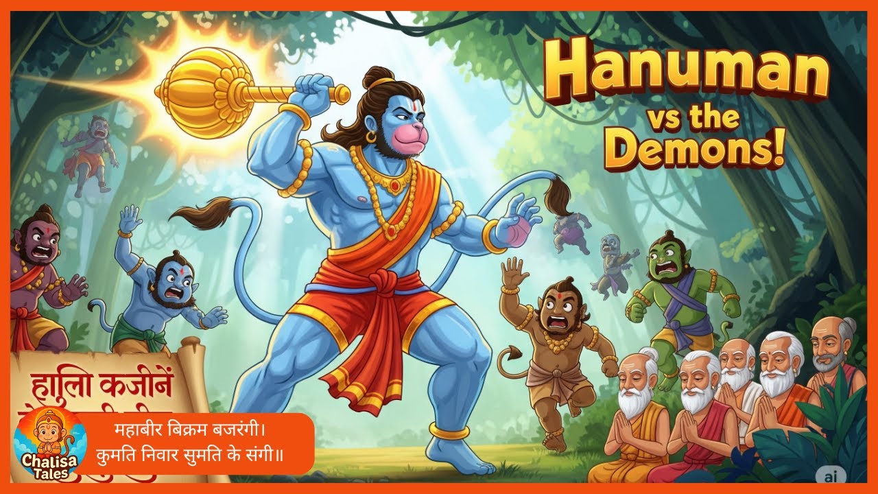 Hanuman Saves the Day!(Story for Kids) | Meaning of Hanuman Chalisa Verse 