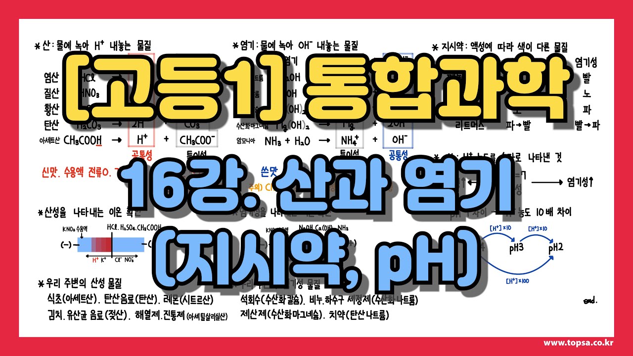 [고1 통합과학] 16강. 산과 염기, 지시약, pH