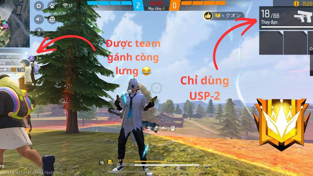 [ Free Fire ] Leo rank bằng khẩu USP-2, liệu rằng có thành cục tạ của team không 🤔