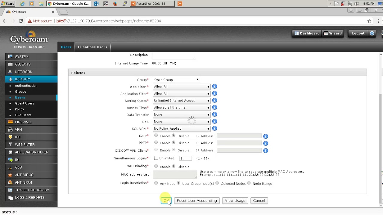 Live SSL VPN User LOGIN-CYBEROAM-TROUBLESHOOTING