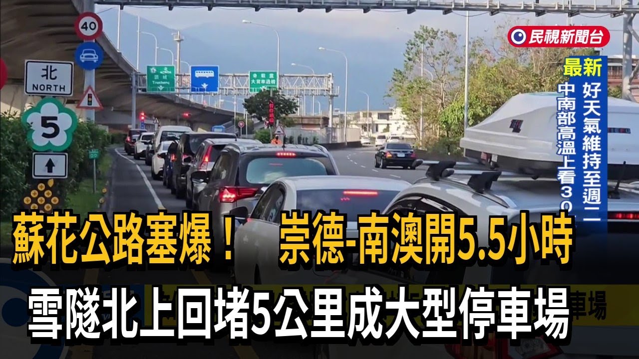 北上車潮湧現！  國5宜蘭到頭城夜間仍塞到「紫爆」－民視新聞