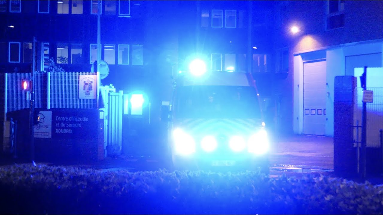 Intervention nocturne des pompiers de Roubaix | Sirènes et lumières bleues